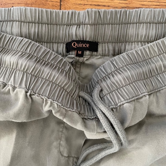 Quince Vintage Wash Tencel Wide Leg Drawstring Pants in Olive Green Sz Medium - Picture 3 of 8